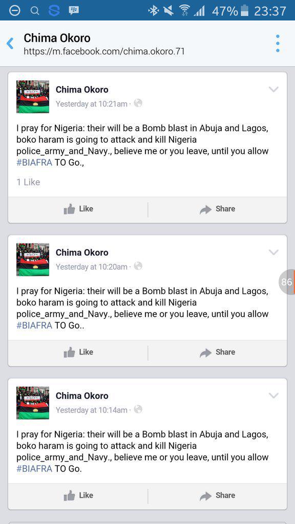 Chima Okoro Facebook posts