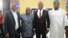  Charles Igbinidu, Managing Director, TPT International; Olawale Obadeyi, a notable Fuji analyst and Poet; Emmanuel Agu, Portfolio Manager, Mainstream Lager & Stout Brands; Nigerian Breweries Plc; and Sikiru Ayinde Agboola (a.k.a SK Sensation), Chairman, National Project Committee of the Fuji Musicians Association of Nigeria; at the maiden Fuji Roundtable, powered by Goldberg Lager Beer, an event held at the headquarters of NB in Lagos