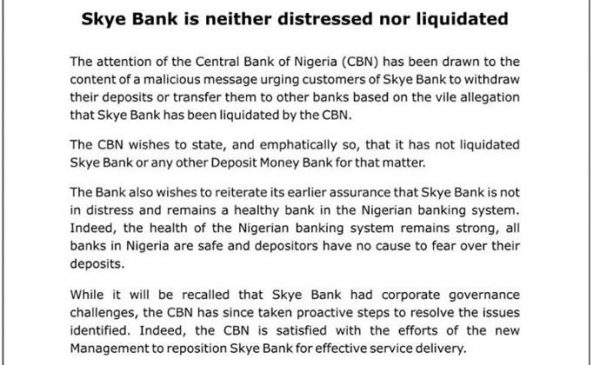 CBN statement